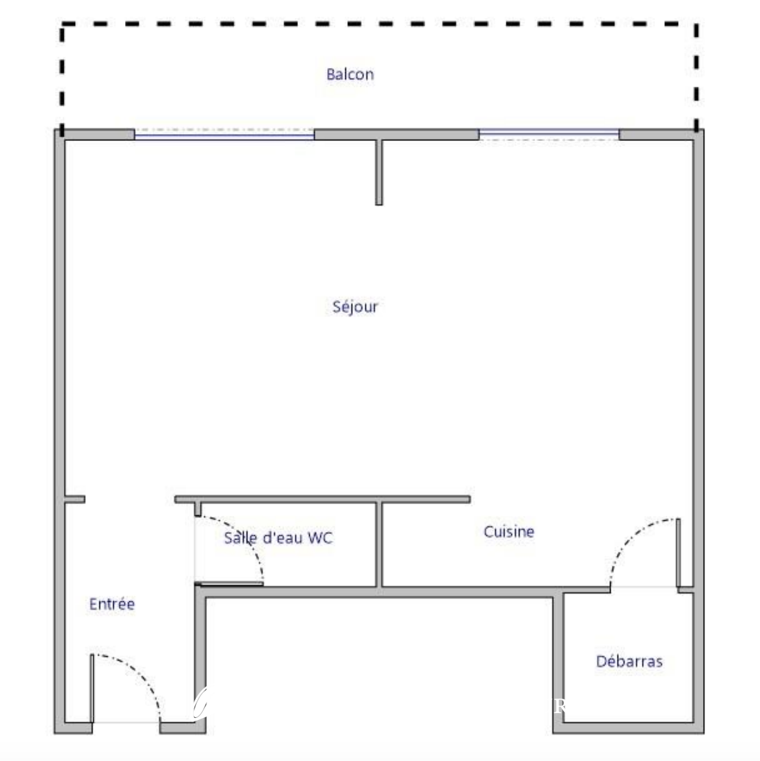 STUDIO (T1), 29,33 m2, dernier étage balcon, cave et parking. DPE D - 14