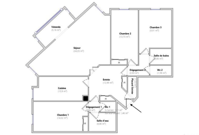 Appartement 116.3 m2 Puteaux limite Suresnes